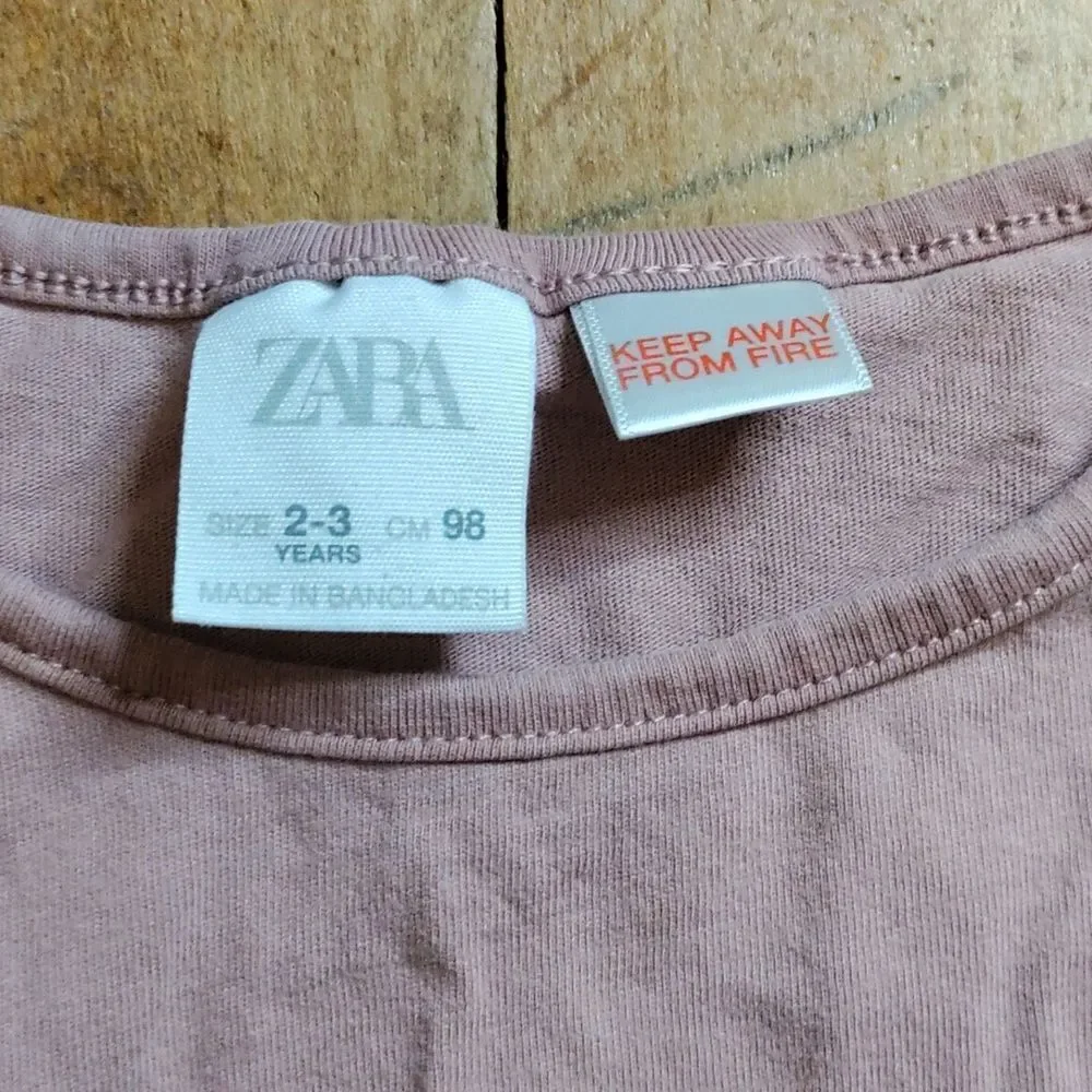 Zara long sleeve shirt 2T pink mauve lace ruffle spring cotton boho